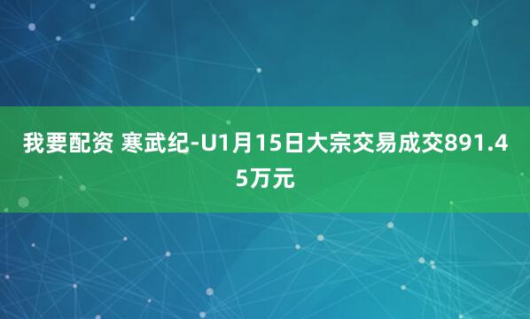 我要配资 寒武纪-U1月15日大宗交易成交891.45万元